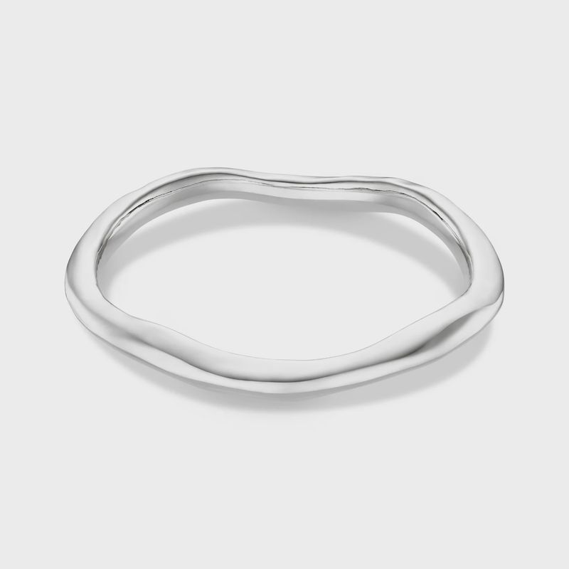 Polished hammered bangle silver