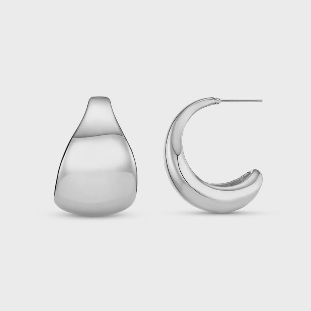 Statement taper hoop earrings silver