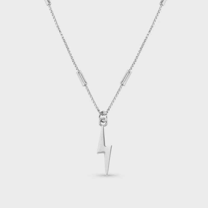 Lightning charm necklace silver
