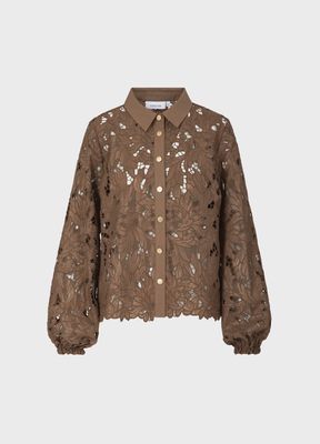 Lace shirt in brown