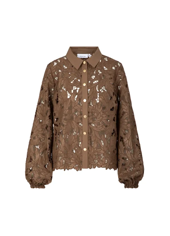 Lace shirt in brown