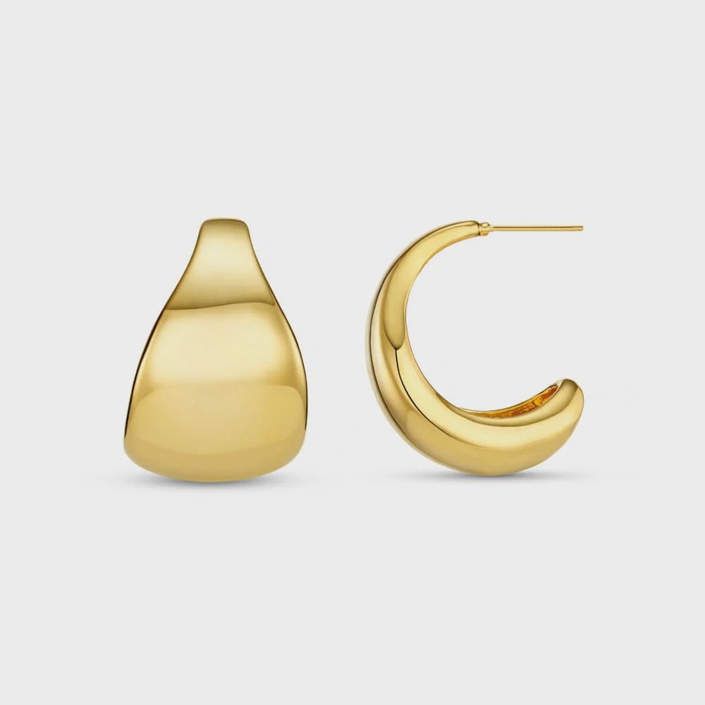 Statement taper hoop earrings gold