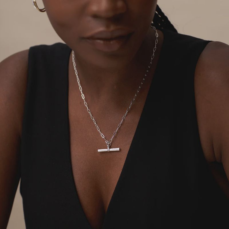 Chunky T-Bar necklace silver