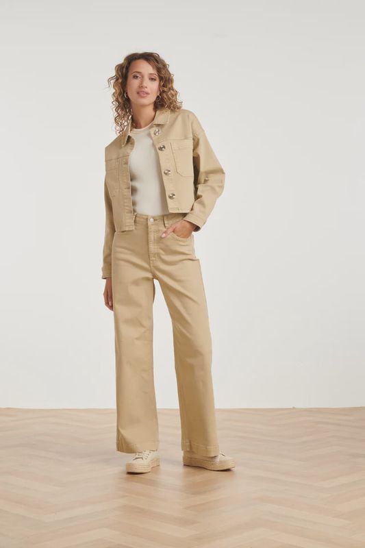 High waisted wide leg jeans beige