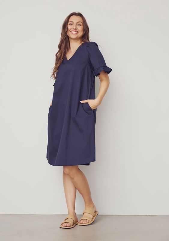 Sigga flounce dress navy blue