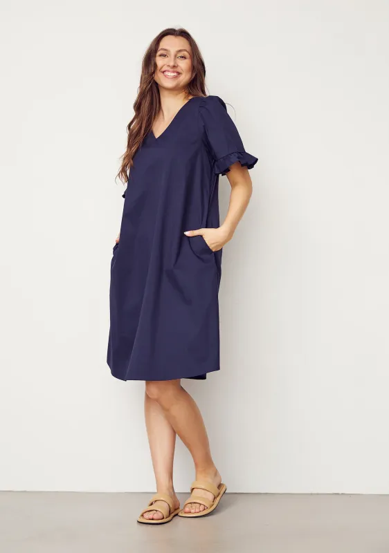 Sigga flounce dress navy blue