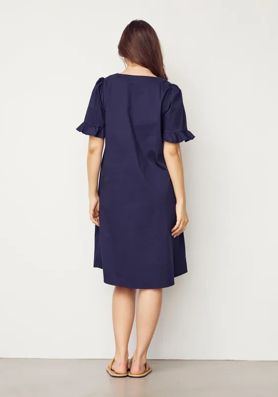 Sigga flounce dress navy blue