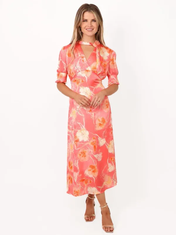 Kimber midi dress coral orange