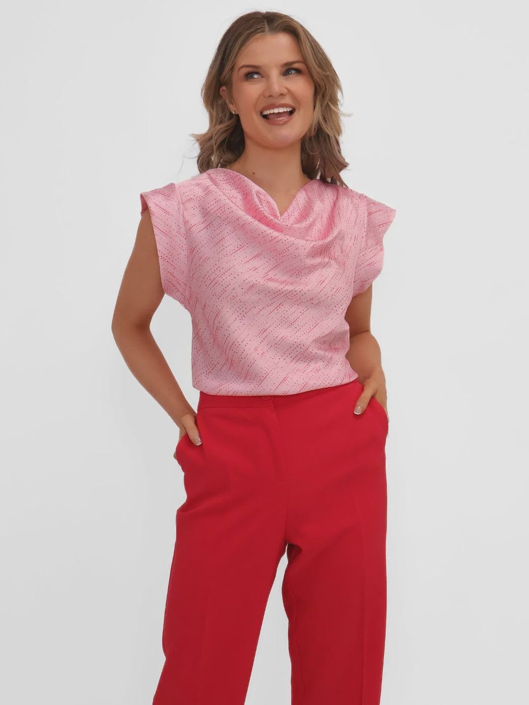 Suzy cowl neck top pale pink