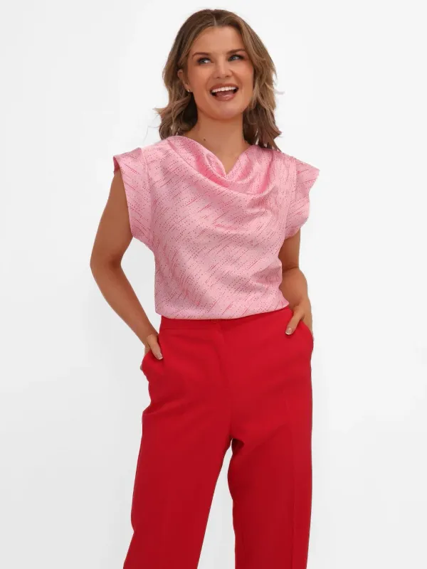 Suzy cowl neck top pale pink