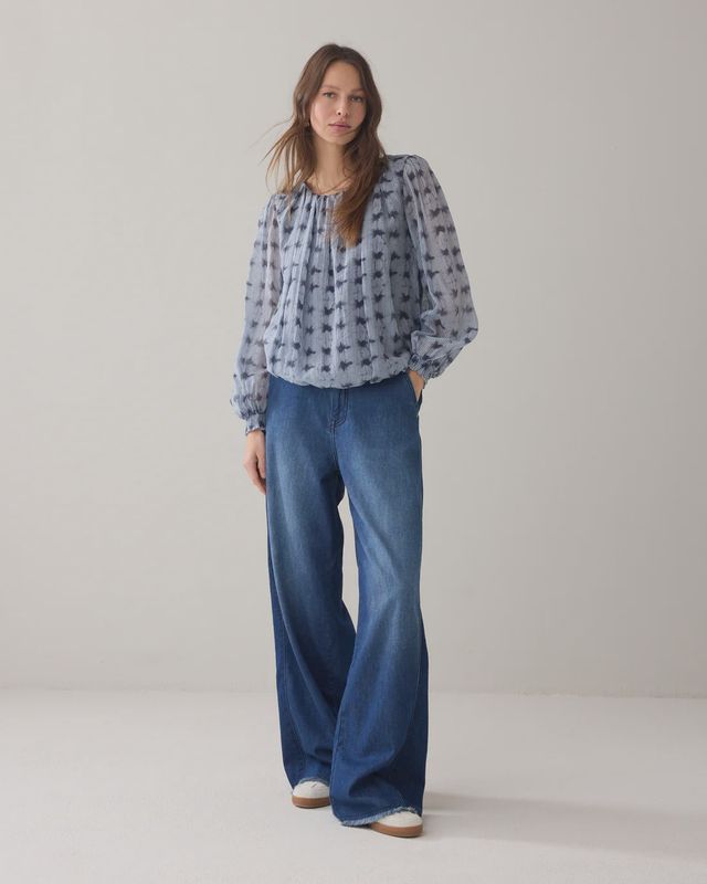 Tie dye stripe top blue