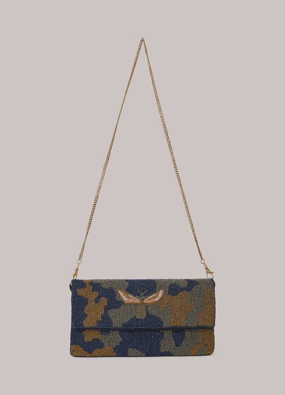 Midnight blue beaded clutch