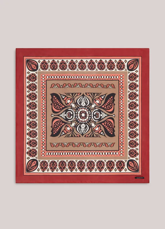 Satin viscose scarf in red