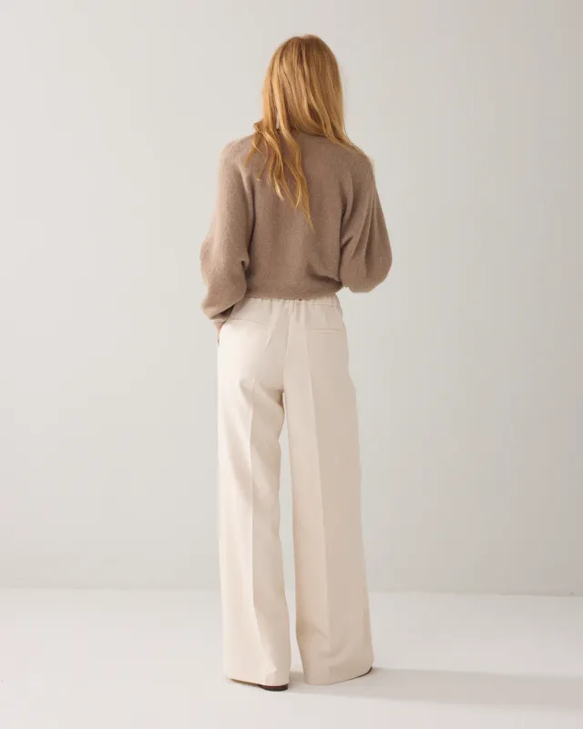 Jersey wide leg trousers cream
