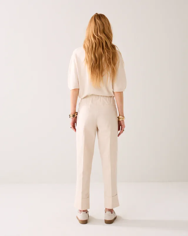 Cotton blend trousers cream