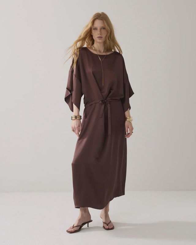 Midi loose fitting dress brown