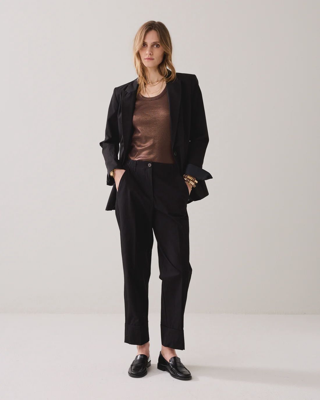 Cotton blend trousers black