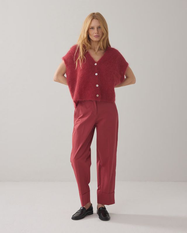 Cotton blend trousers brick red