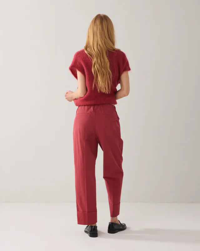 Cotton blend trousers brick red