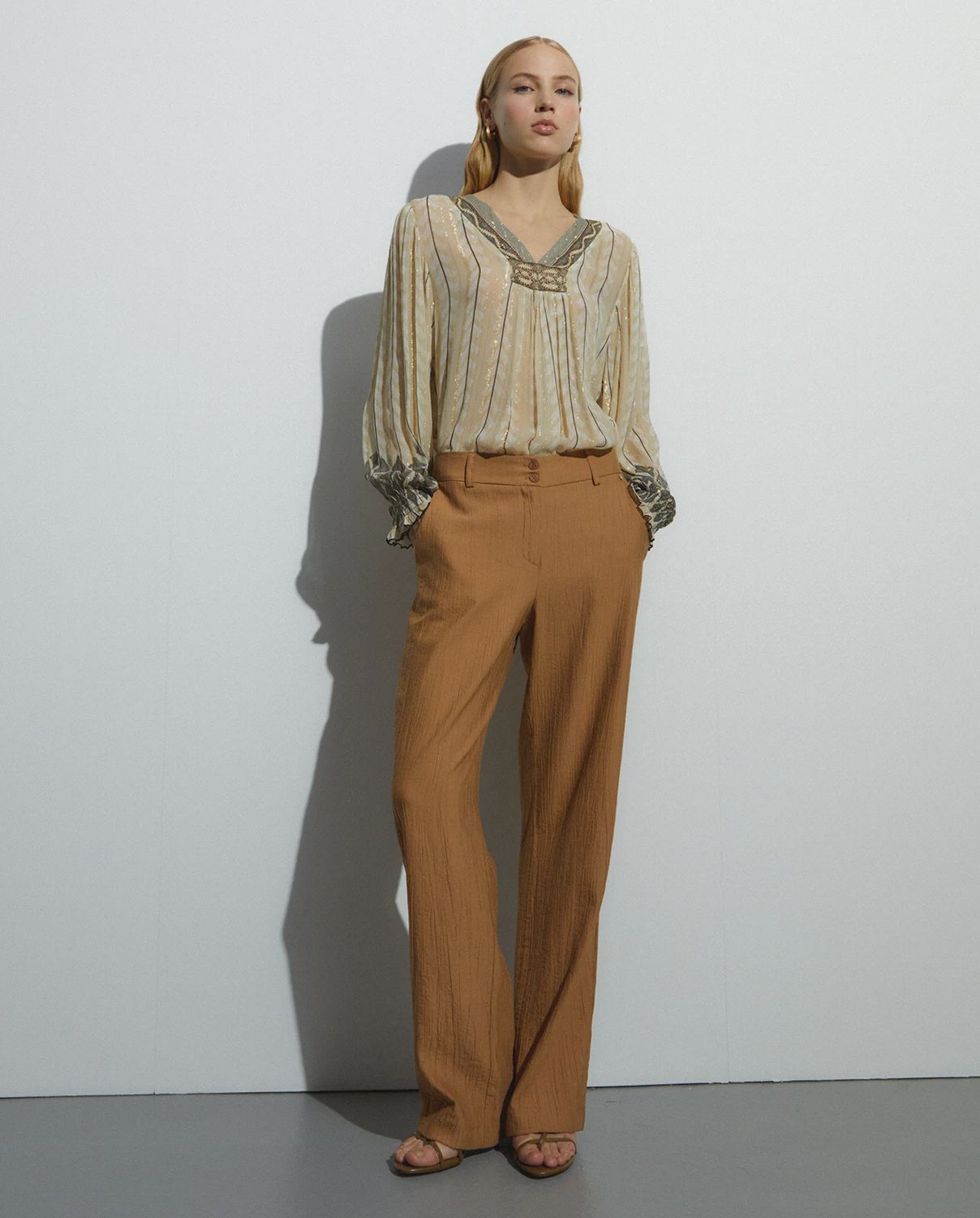 Gold chiffon beaded blouse