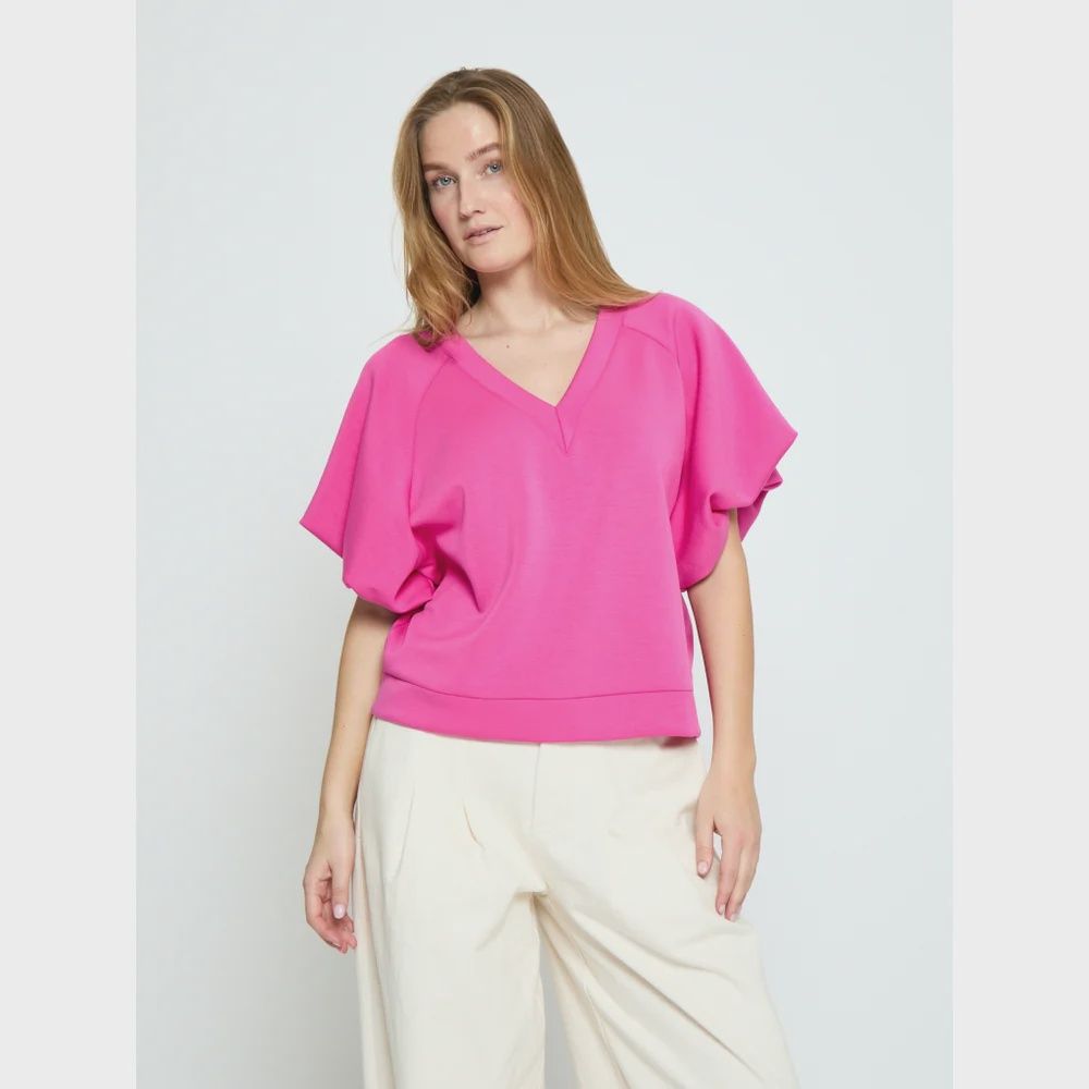 Minnie balloon sleeve top hot pink