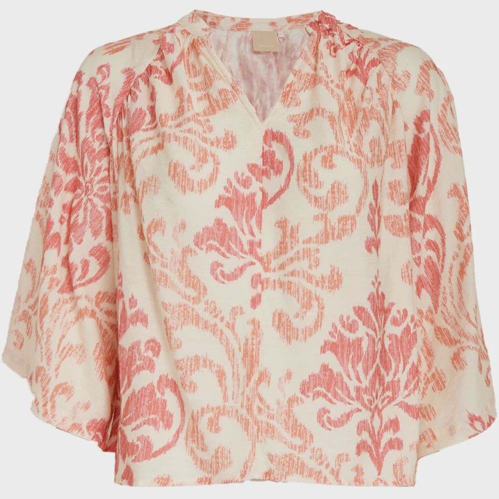 Otella blouse cream with pink and orange print