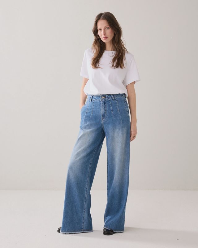 Palazzo wide leg denim jeans blue
