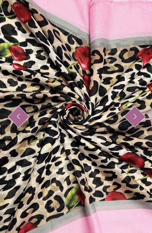 Cherry and leopard print pink scarf