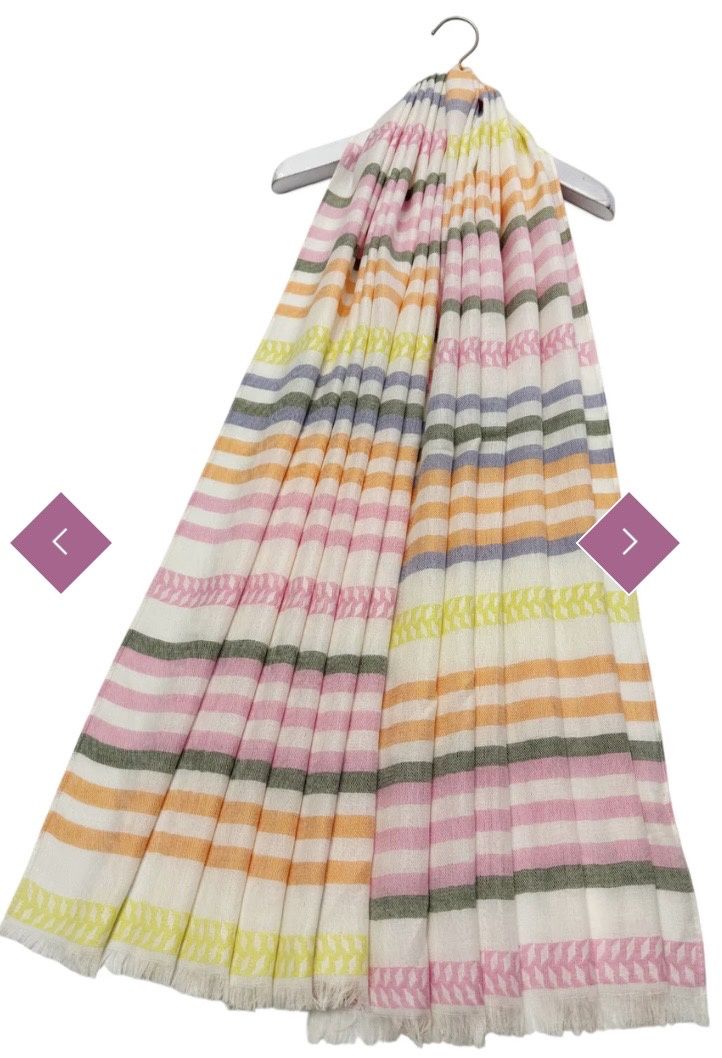 Stripe cotton scarf orange