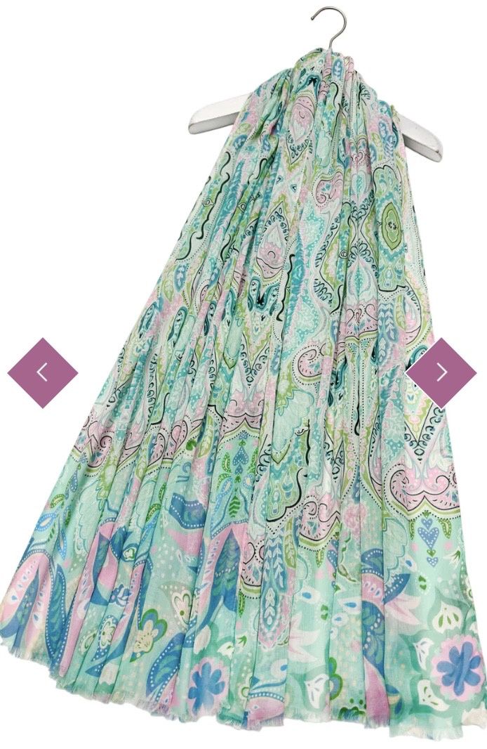 Paisley print scarf aqua green