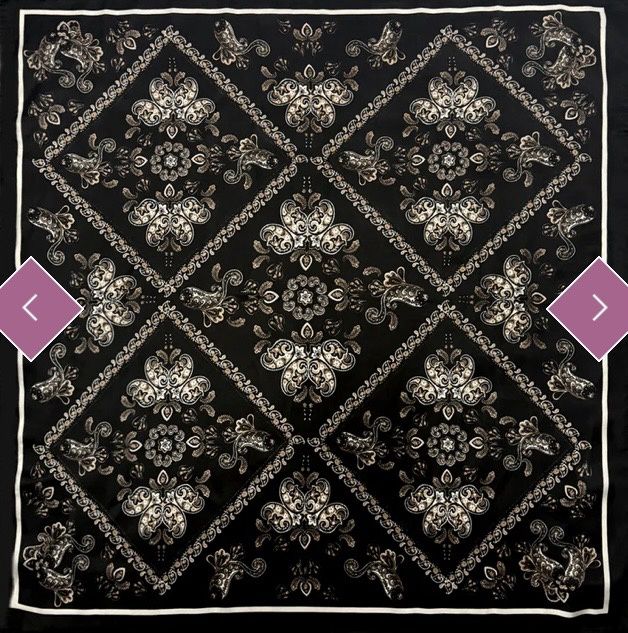 Paisley diamond print square scarf black