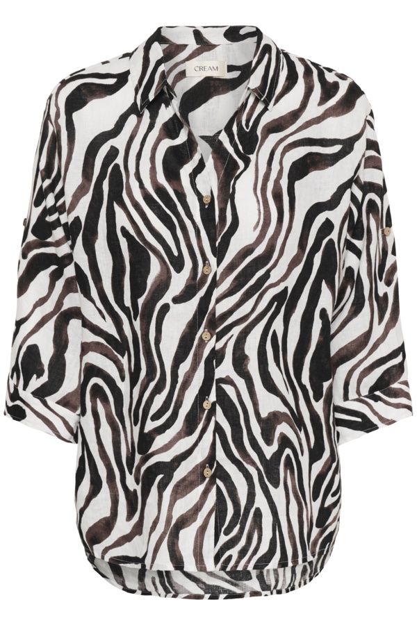 Bellis linen shirt white black and white animal print