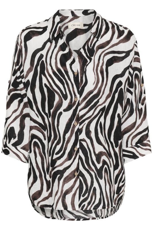 Bellis linen shirt white black and white animal print