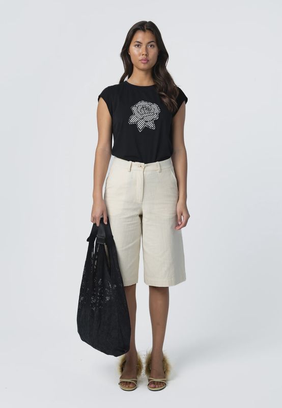 Mesh rose t-shirt black