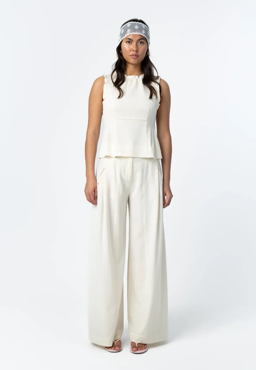 Anna Wide leg trousers cream