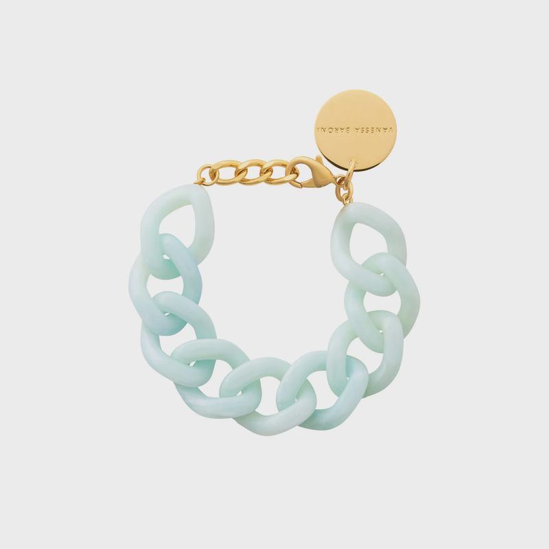 Flat chain bracelet pale blue