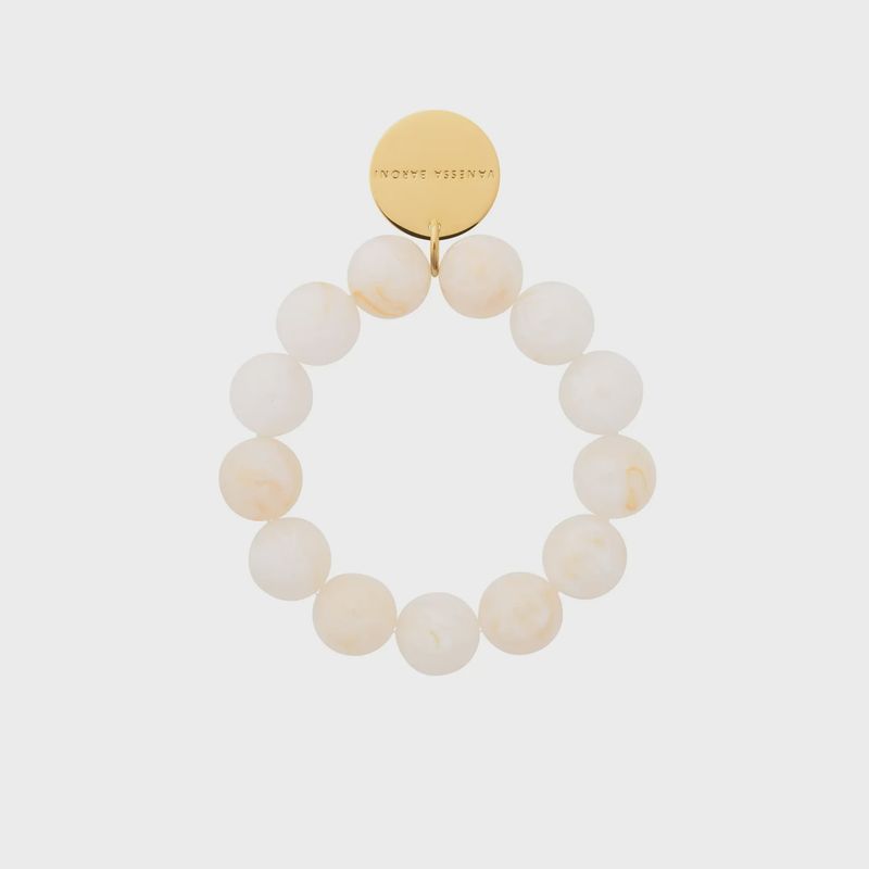 Beads flex bracelet pearl cream marble