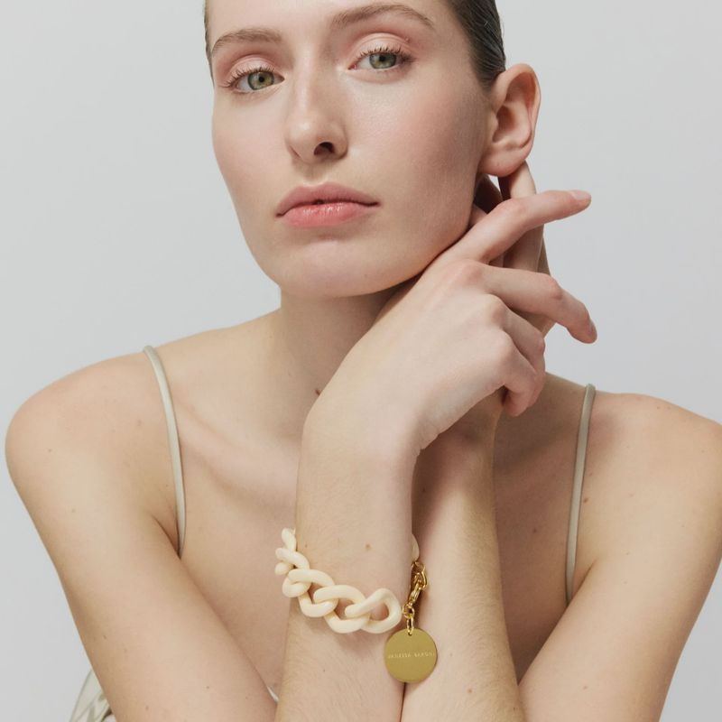 Flat chain bracelet cream marble
