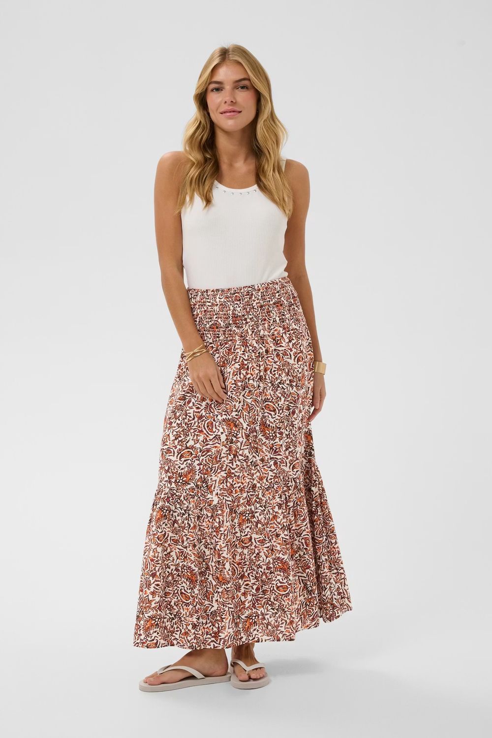 Tiah maxi skirt orange print