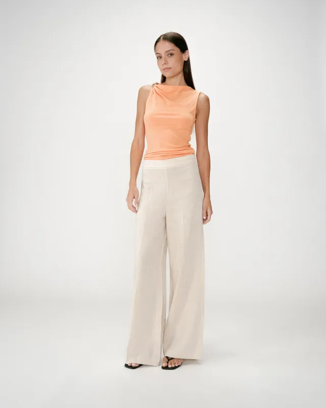 Wesley wide leg linen trousers beige