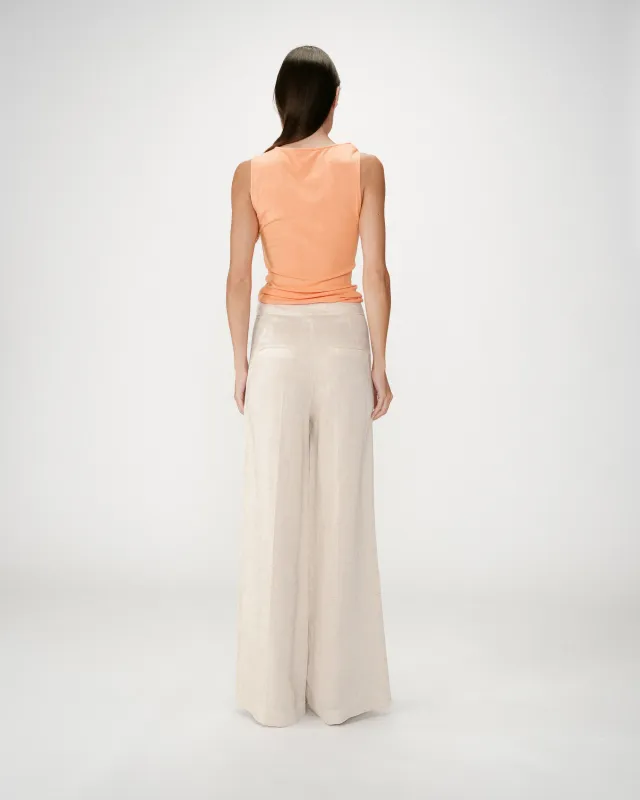 Wesley wide leg linen trousers beige