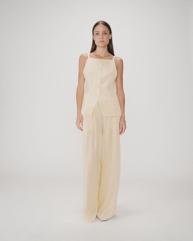 Winston linen blend top pale yellow