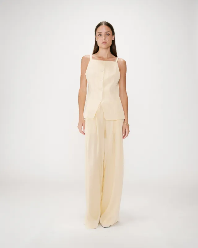 Winston linen blend top pale yellow