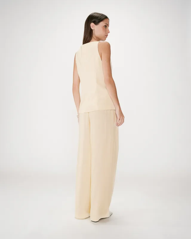 Winston linen blend top pale yellow