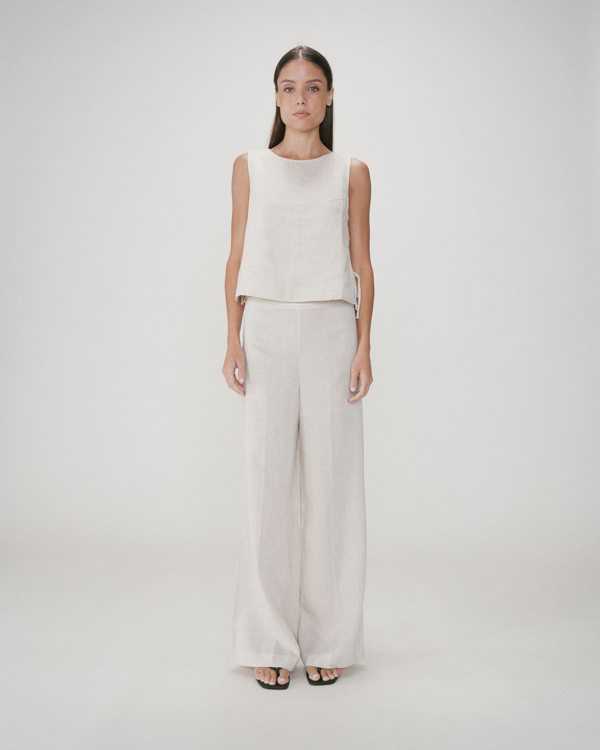 Wesca sleeveless top with ties beige