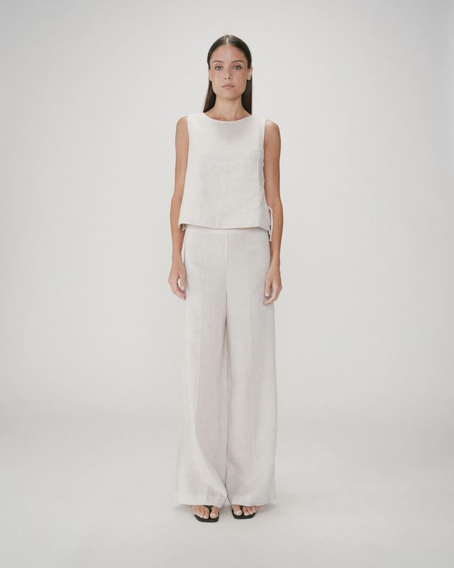 Wesca sleeveless top with ties beige