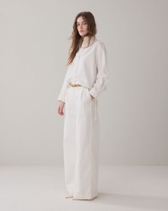 Soft twill denim blouse white