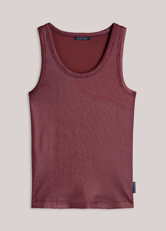 Metallic ribbed vest top deep purple