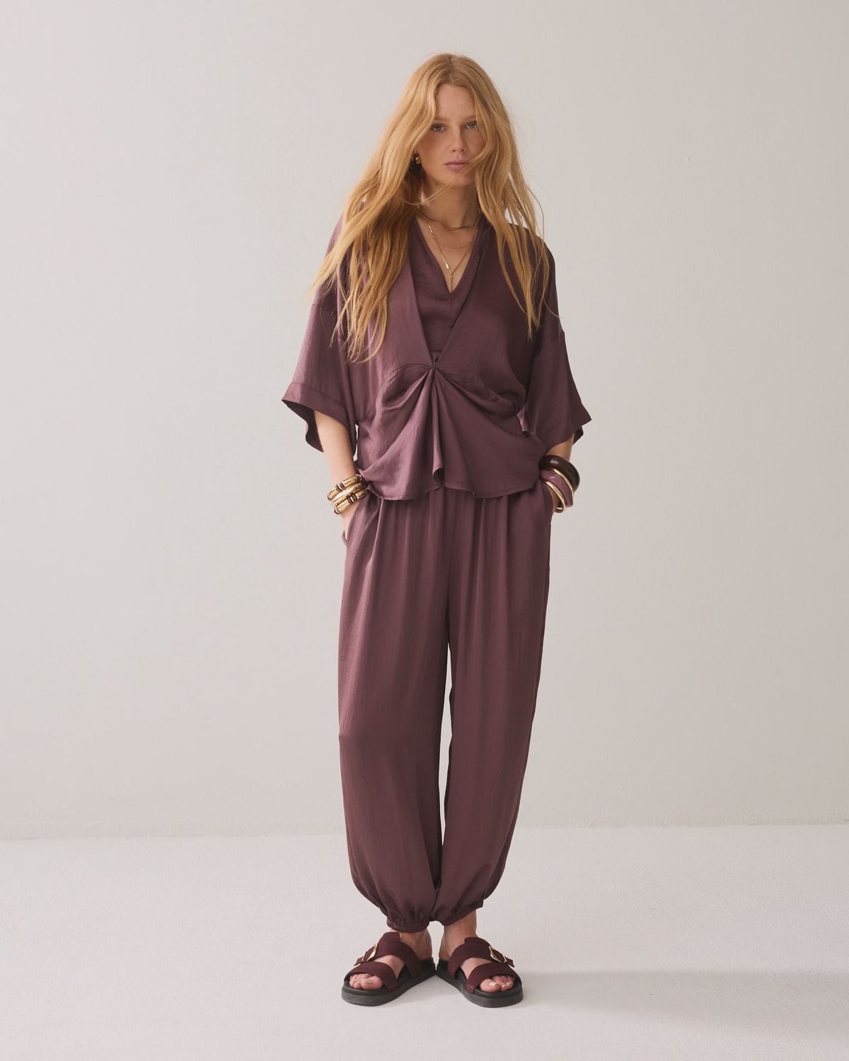 Satin top deep purple