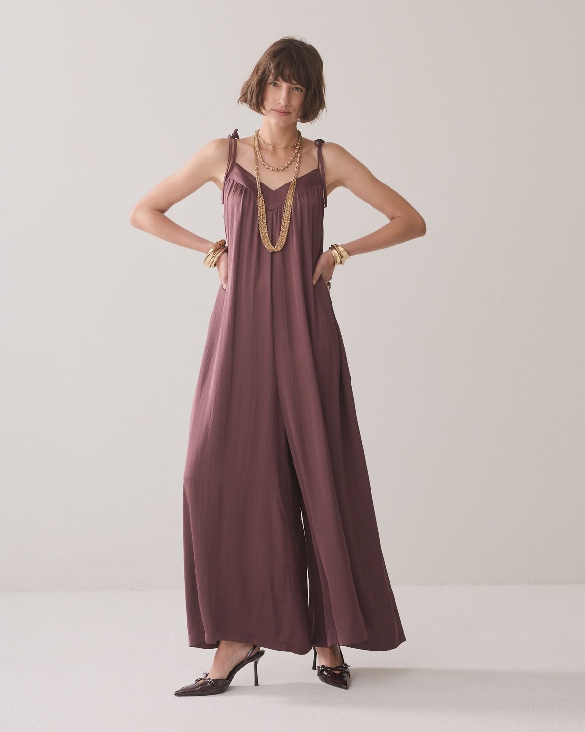 Silky-touch jumpsuit deep purple